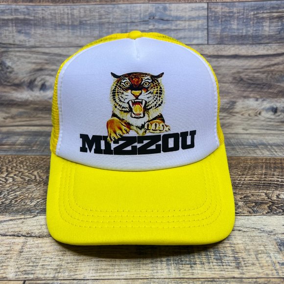 Mizzou Tigers Unisex Trucker Hat Yellow Snapback University of Missouri Ball Cap - Picture 2 of 7